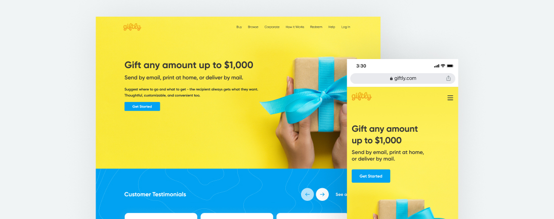 A landing page adapting responsively across devices