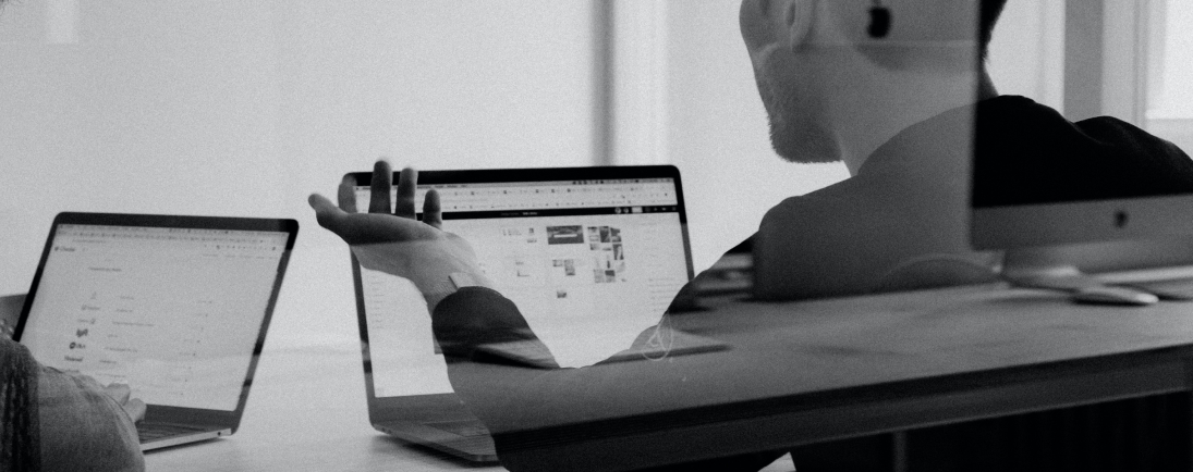 A website mockup on a laptop screen